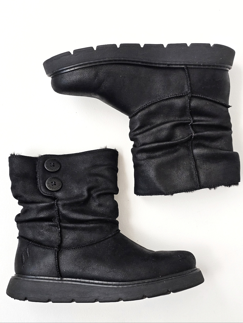 Skechers Keepsakes Lite Freezing Boots Black Faux Fur Memory Foam 10